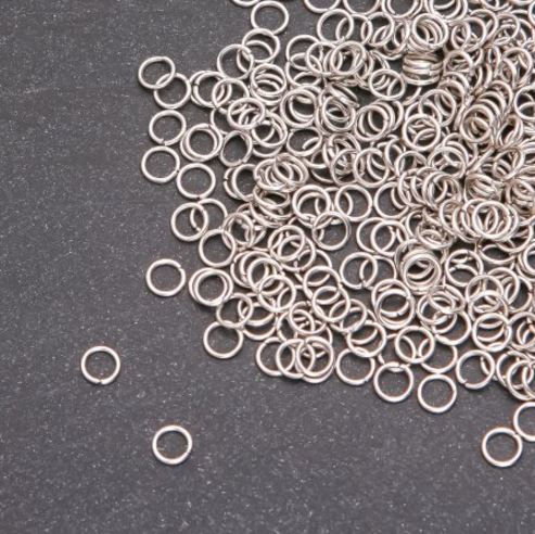 Light-silver connecting jump rings, diameter 4mm, pack 25 g