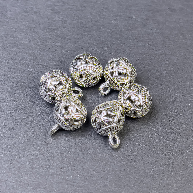 Pendant findings, Silver color, diameter 8x11mm, packaging 6 pcs