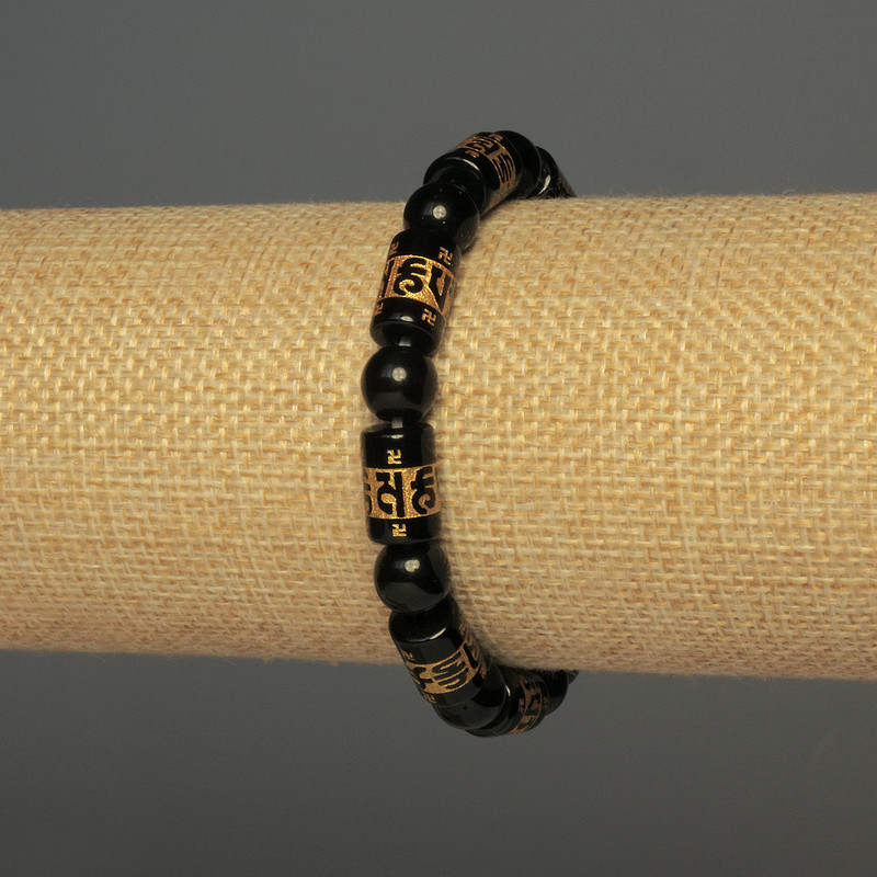 Agate Bracelet (synthetic) smooth beads, 8 mm diameter, cylindrical insert, 12x8 mm, 18 cm, stretch