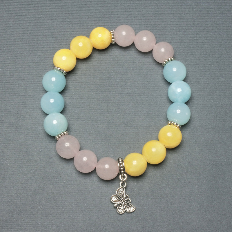 Assorted Smooth Bead Bracelet, 10mm Diameter ±, 18mm Length ± Stretch