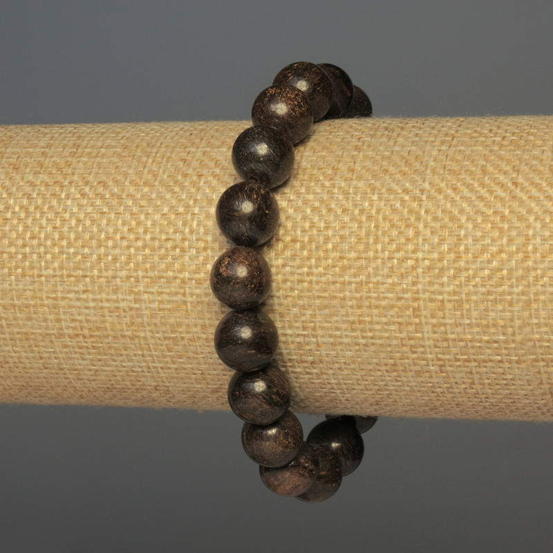 Bronzite Bracelet with Smooth Beads, 10 mm Diameter, about 18 cm, Elastic