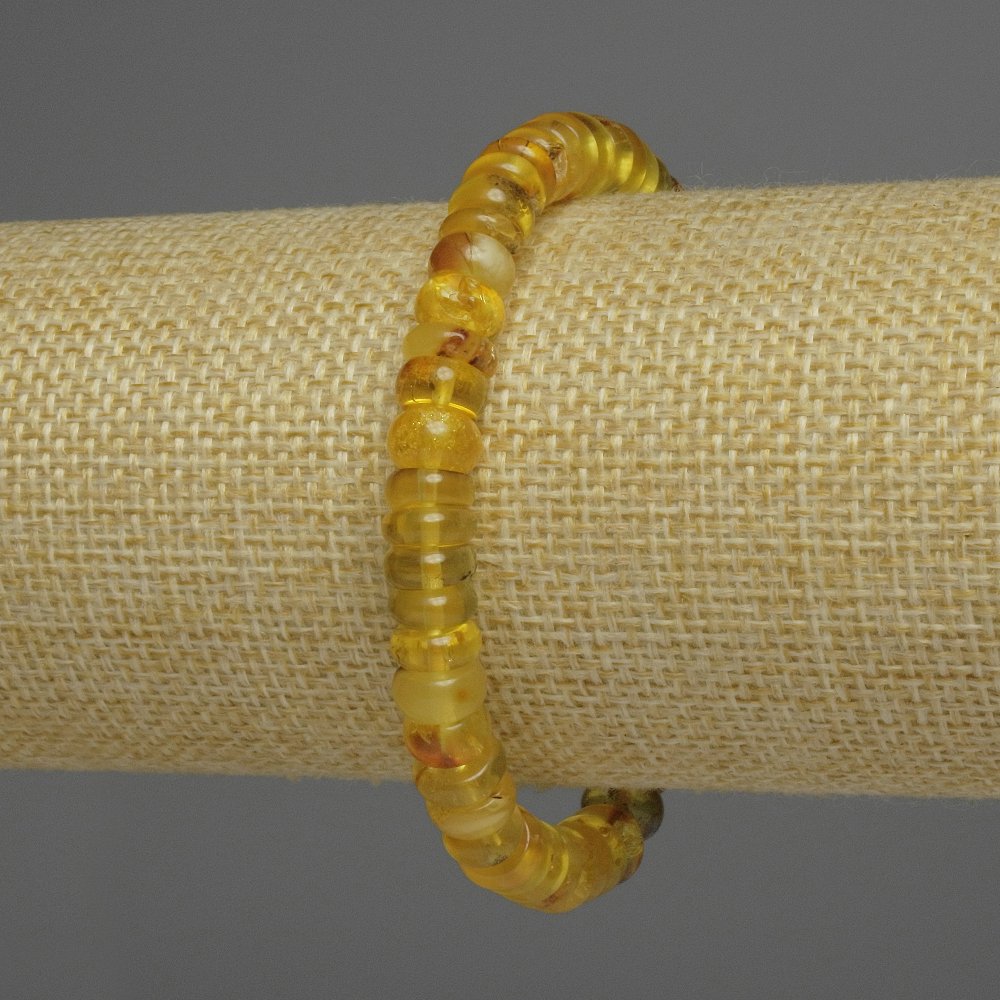 Amber Rondelle Bracelet, diameter 2.5×8 mm, length 18 cm, stretch