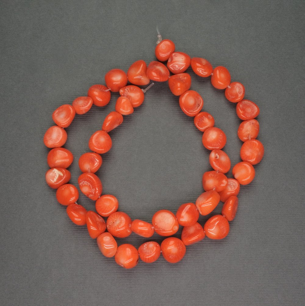 Natural Coral Beads, Orange, Barrel-Shaped, Assorted, Diameter 8-10 mm, Length 40 cm