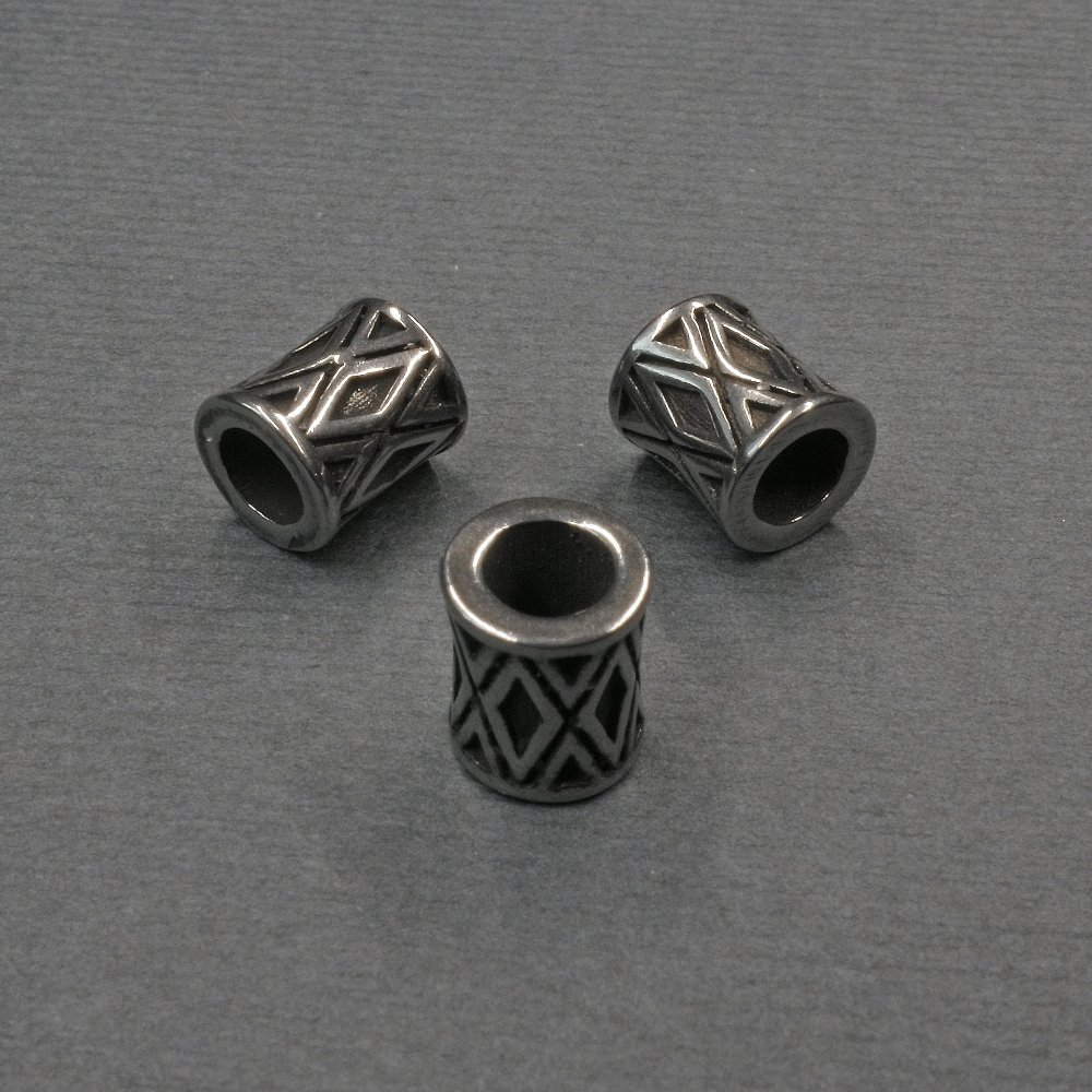 Silver-tone bead insert findings, 7×8 mm diameter, hole ~4.5 mm
