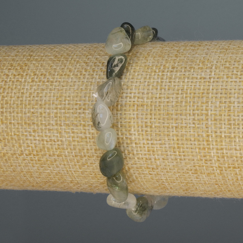 Rutilated quartz Hairlike faceted bracelet, diameter 8-10×7 mm, length 18 cm +/- stretch