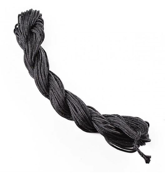 Black Shamballa cord, 5m skein, 1mm diameter