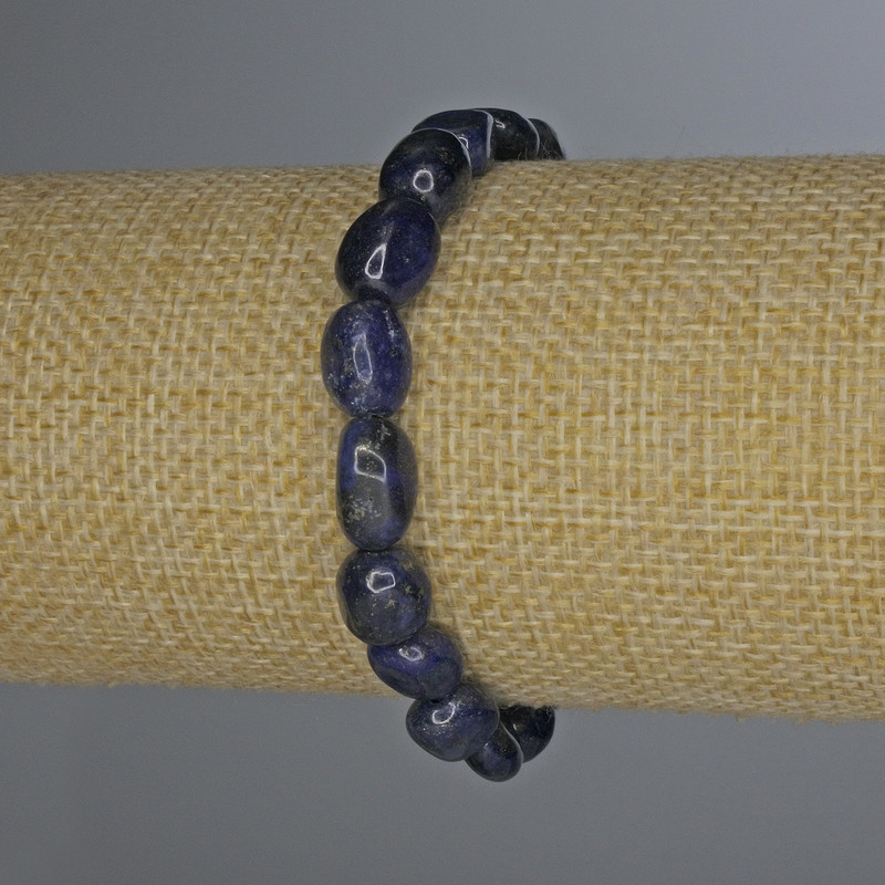Faceted lapis lazuli bracelet, beads 10×7 mm, length 18 cm, elastic stretch cord