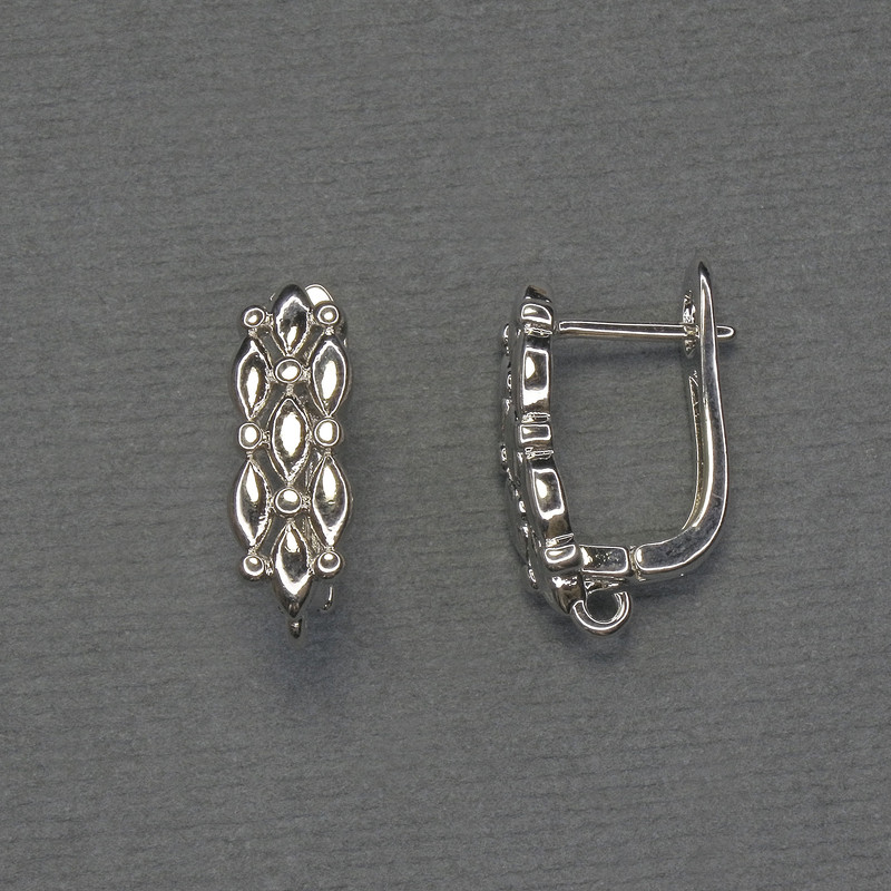Ear hooks for earrings, silver-tone metal 18×6 mm - pair