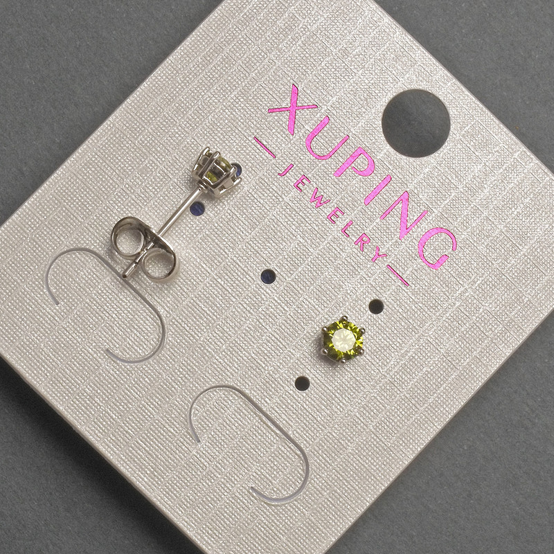 Xuping Olive Crystal Stud Earrings, diameter about 4 mm, rhodium-plated