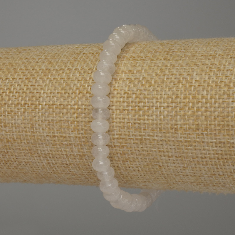 Rock Crystal Rondelle Bracelet, 6x4 mm, 18 cm stretch