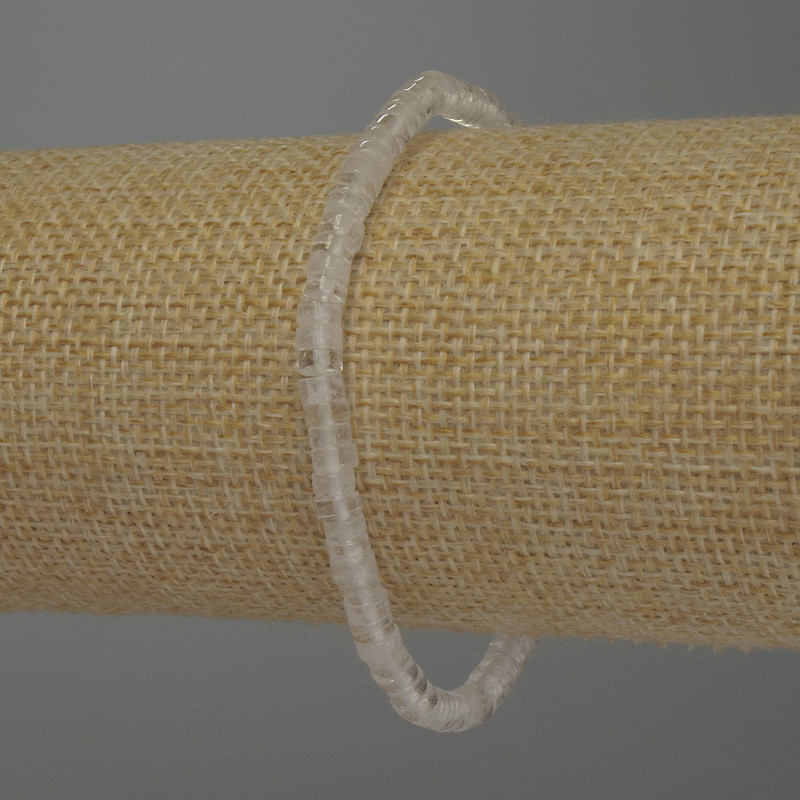 Mountain Crystal Rondelle Bracelet, diameter 4.5×2 mm, 18 cm stretch