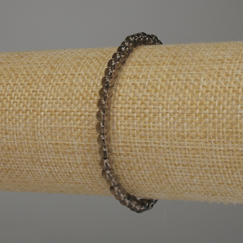 Bracelet Smoky Topaz, smooth bead, 4 mm diameter, 18 cm stretchy length