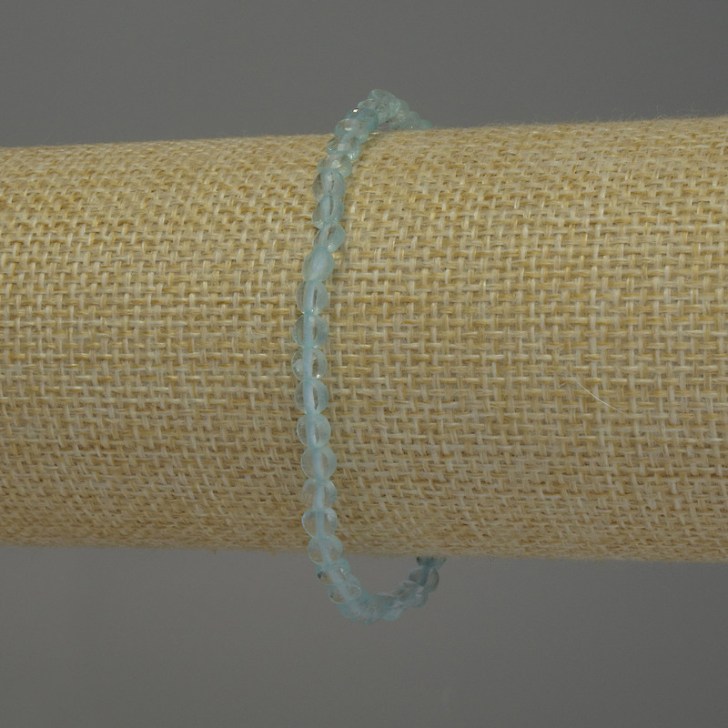 Topaz Bracelet, Natural Stone, Faceted Coin Bead, 4 mm Diameter, 18 cm Length, Stretch