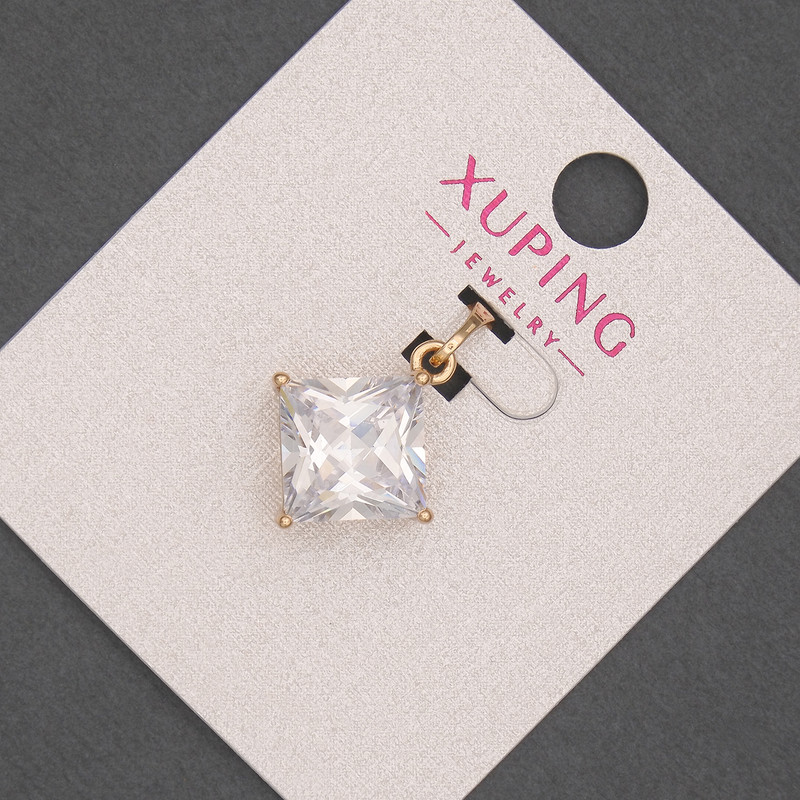 Xuping Pendant with White Crystal, diameter 15 mm, length 21 mm, 18K gold plating