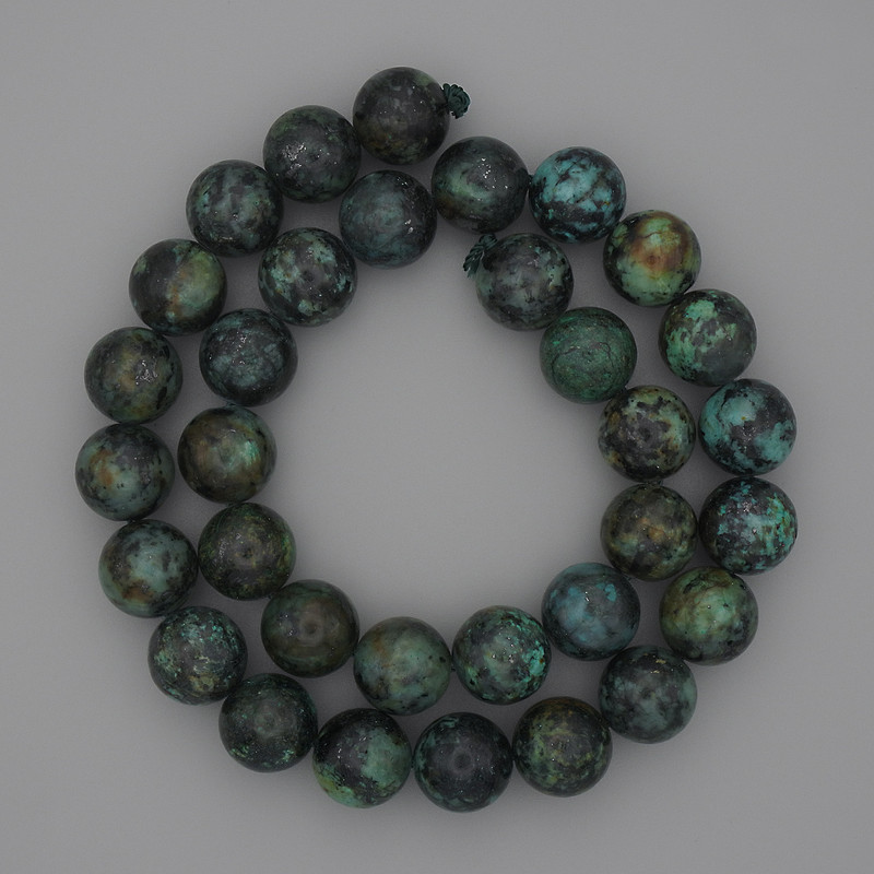 Beads African Turquoise, smooth round bead, 12mm diameter, on a string, 39cm length +