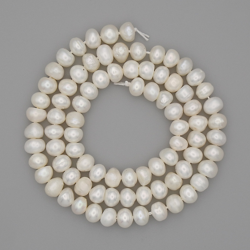 Natural freshwater pearl beads 5x4 mm, 36 cm length on a thread