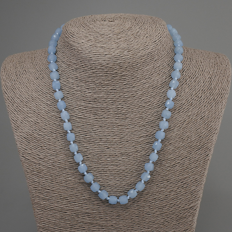 Aquamarine Necklace with Faceted Cubes