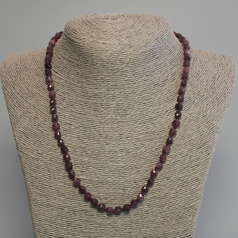 Tourmaline Necklace with Faceted Cubes, 5 mm Diameter, 50 cm Length +/- with Clasp