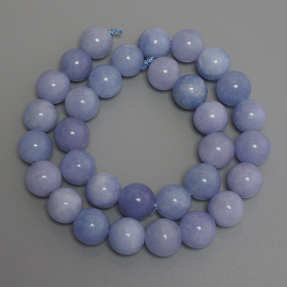 Aquamarine Beads Smooth Ball, 12 mm Diameter, 38 cm Length on Thread