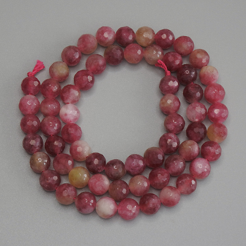 Faceted Tourmaline Beads, 6mm ± spheres on thread, length 37 cm+