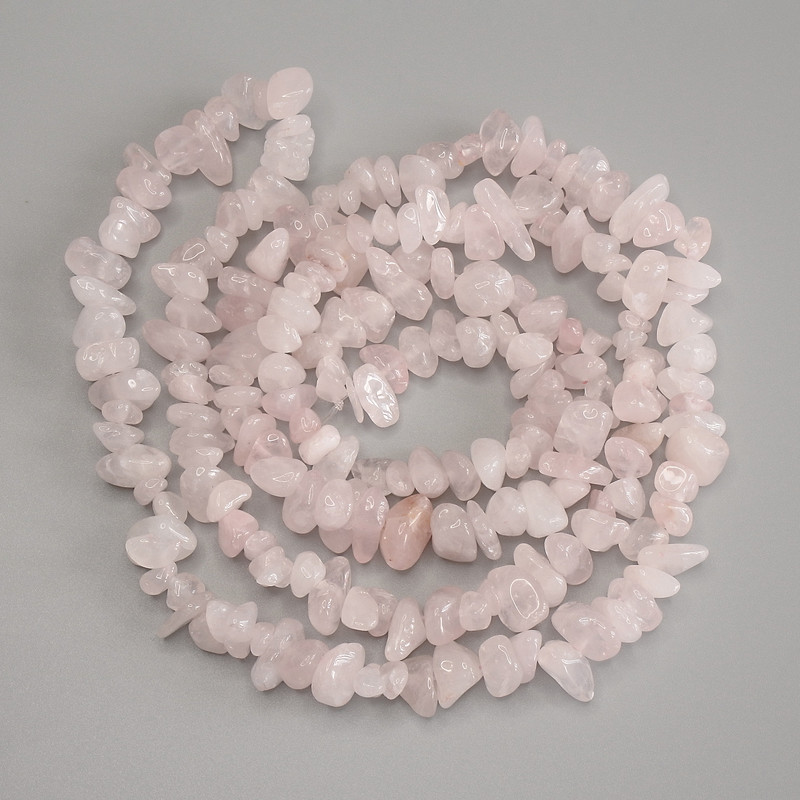 Beads Rose Quartz Chips, diameter 6-9x3-6 mm, length 78 cm ± on thread