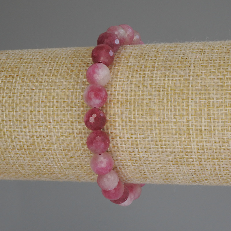 Tourmaline Bracelet with Faceted Bead, 8 mm Diameter, 18 cm Length (Stretch)
