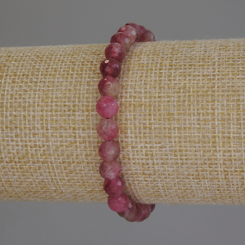 Tourmaline Bracelet, Faceted Beads, 6mm Diameter, 18cm Length (Stretch)