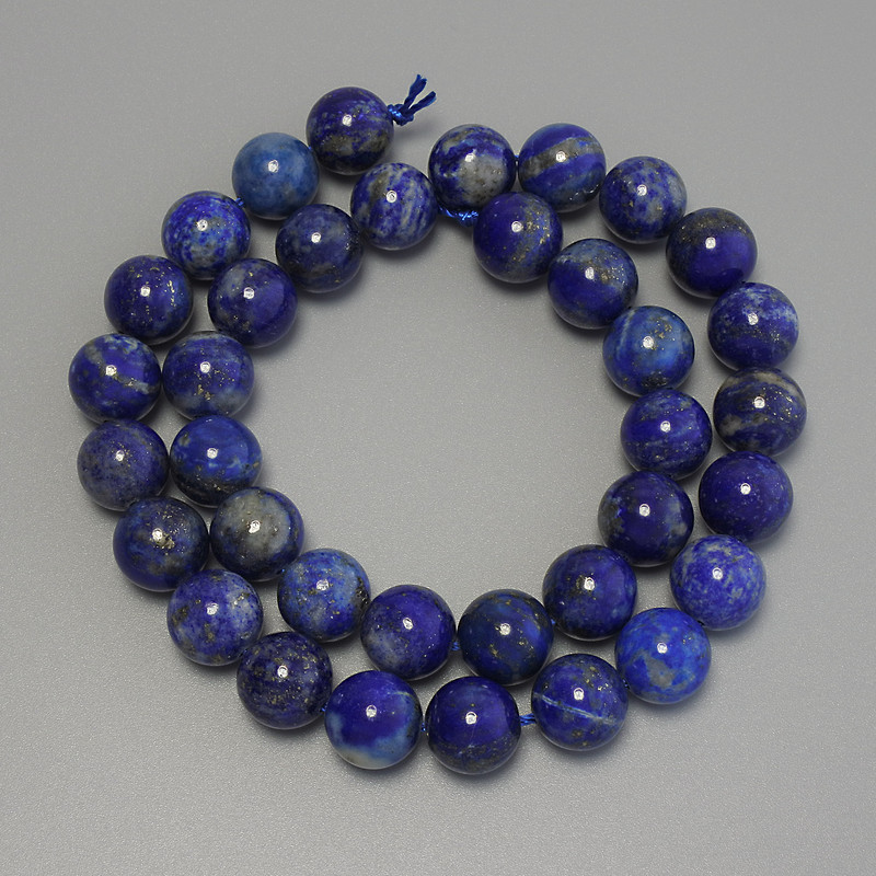 Lapis Lazuli Beads, Smooth Round Ball 10.5 mm on Thread, Length 38 cm