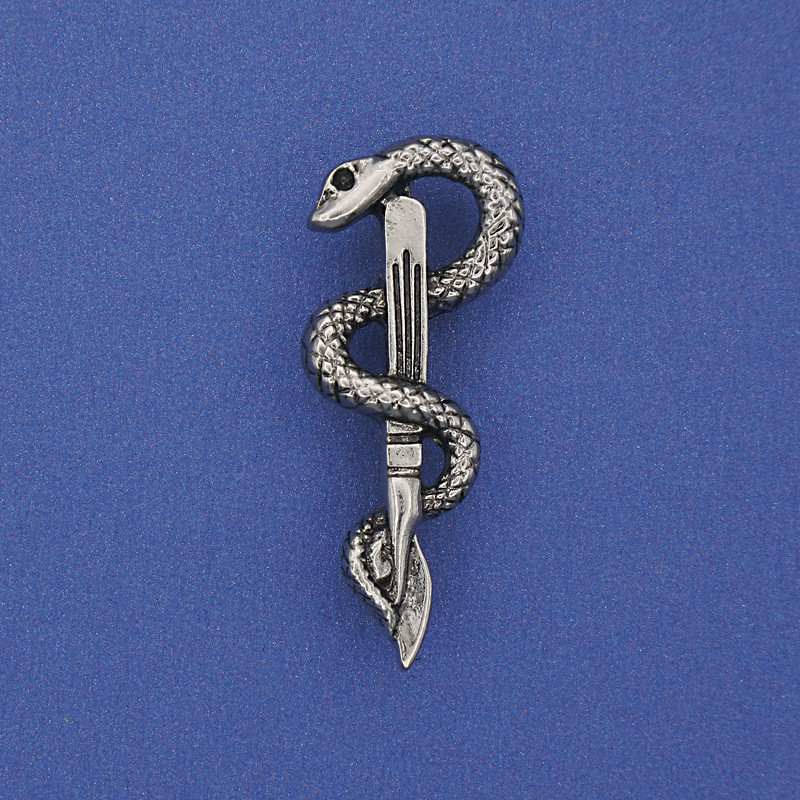 Snake Brooch in Silver-Tone Metal 37x15mm+