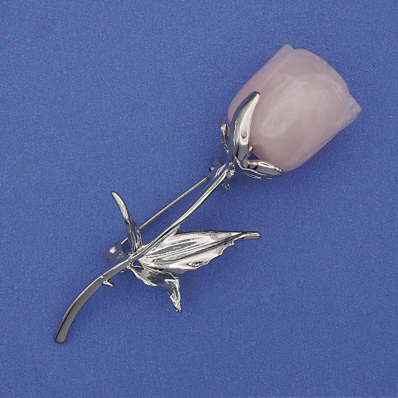 Brooch Rose Acrylic Silver Metal 68x25mm+