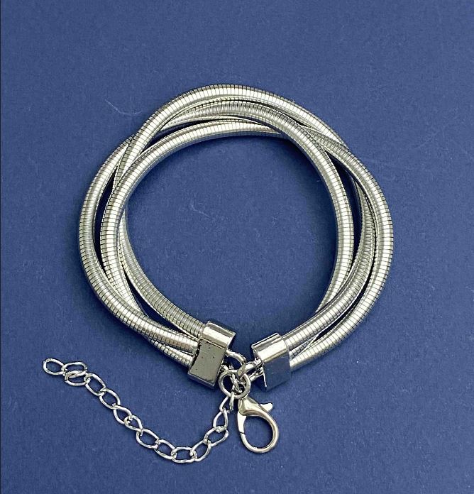 Three-Strand Bracelet in Silver-Tone Metal with Extender Chain