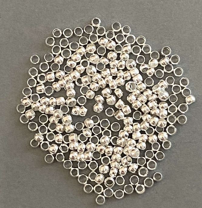 Фіксатори кримпи "захипи", діаметр 3мм, колір металу "срібло" упаковка 300 грам