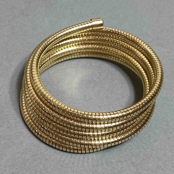 Elastic Flexible Gold-Tone Metal Bracelet, 68mm Diameter+