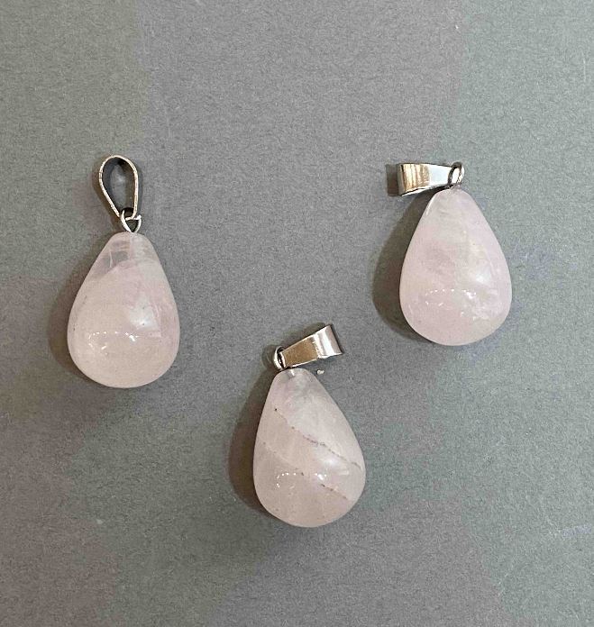 Drop Pendant from Rose Quartz 19x13 mm, length 29 mm
