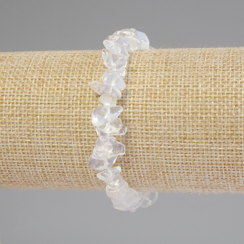 Moonstone Chip Bracelet, chip size 7-12 × 4-5 mm, length 18 cm +/- stretch
