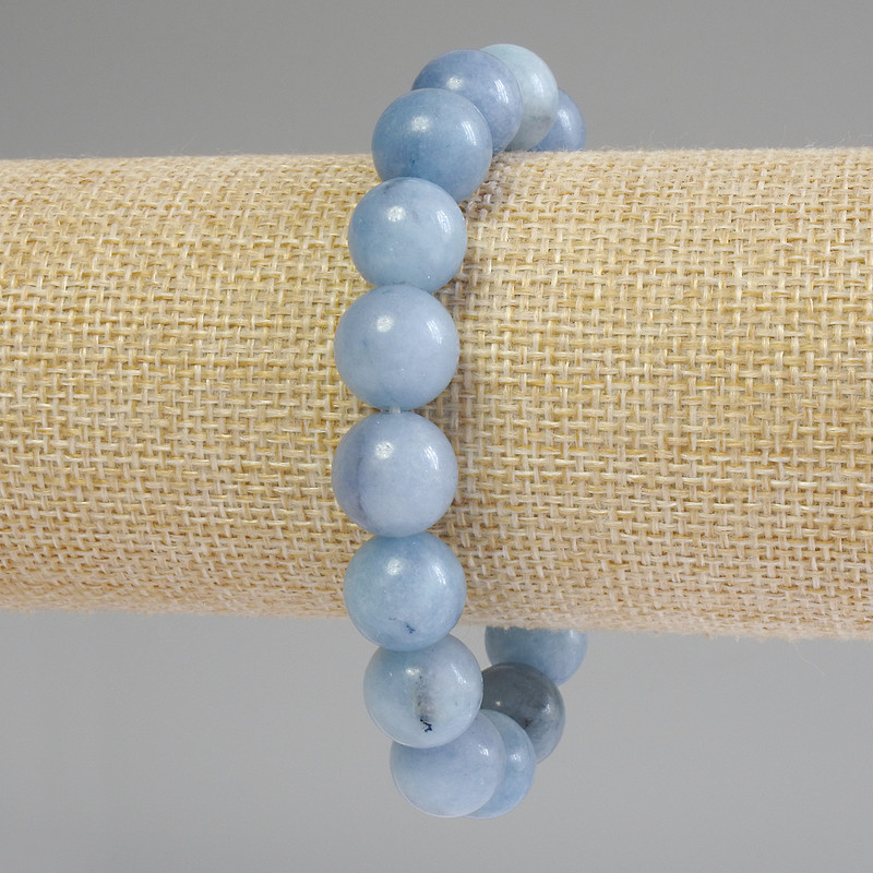 Aquamarine bracelet with smooth beads, 12 mm diameter, approx. 18 cm length, stretch