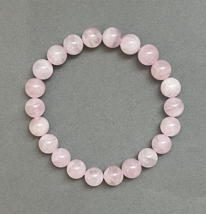 Madagascar Pink Quartz Bead Bracelet, 8.5 mm diameter, 18 cm length, stretch