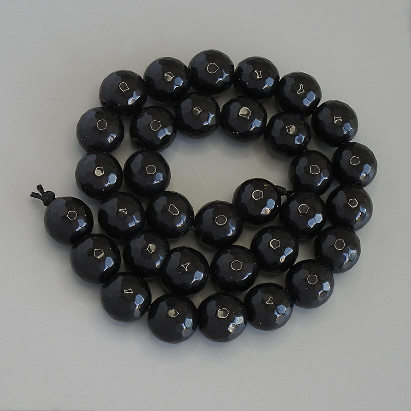 Faceted Agate Beads - Ball-Shaped, 11.5 mm Diameter, On Thread, 36 cm Length