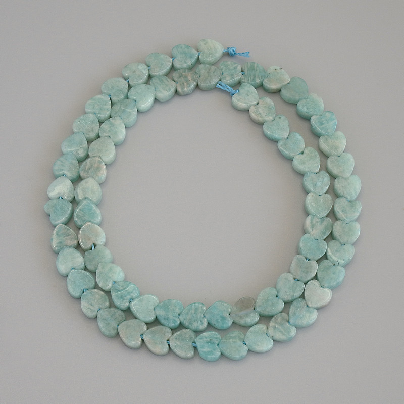 Amazonite Heart Beads, 6x6x2 mm on Thread