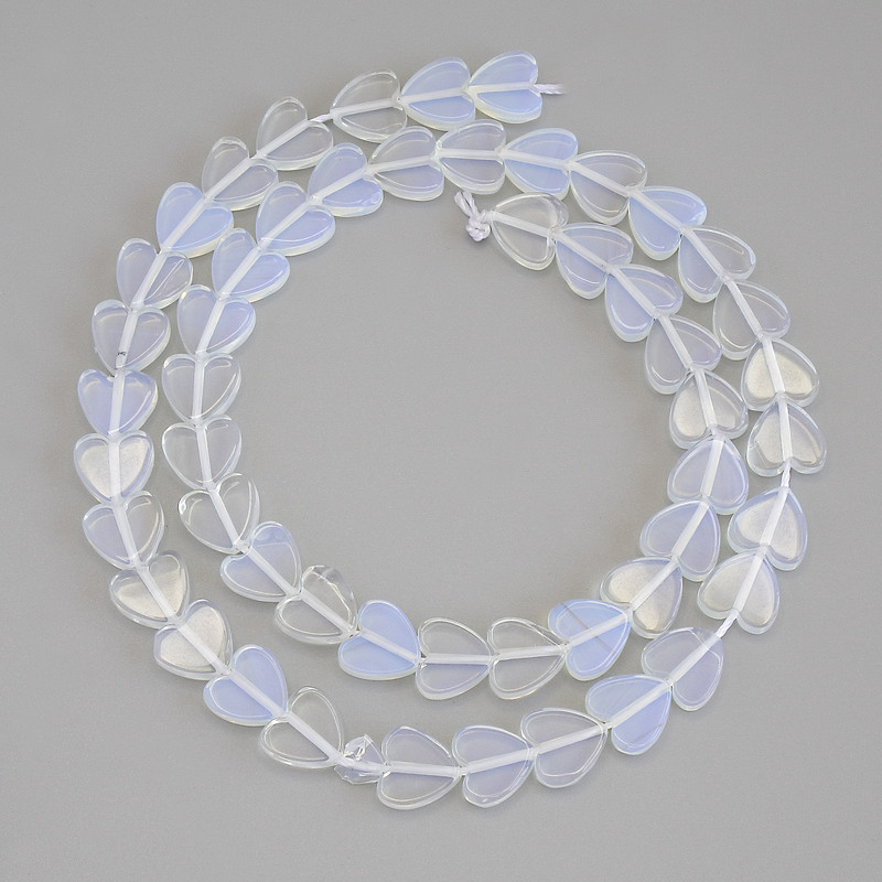 Moonstone Heart Beads, 8×8×2 mm, on a thread, length 38 cm+
