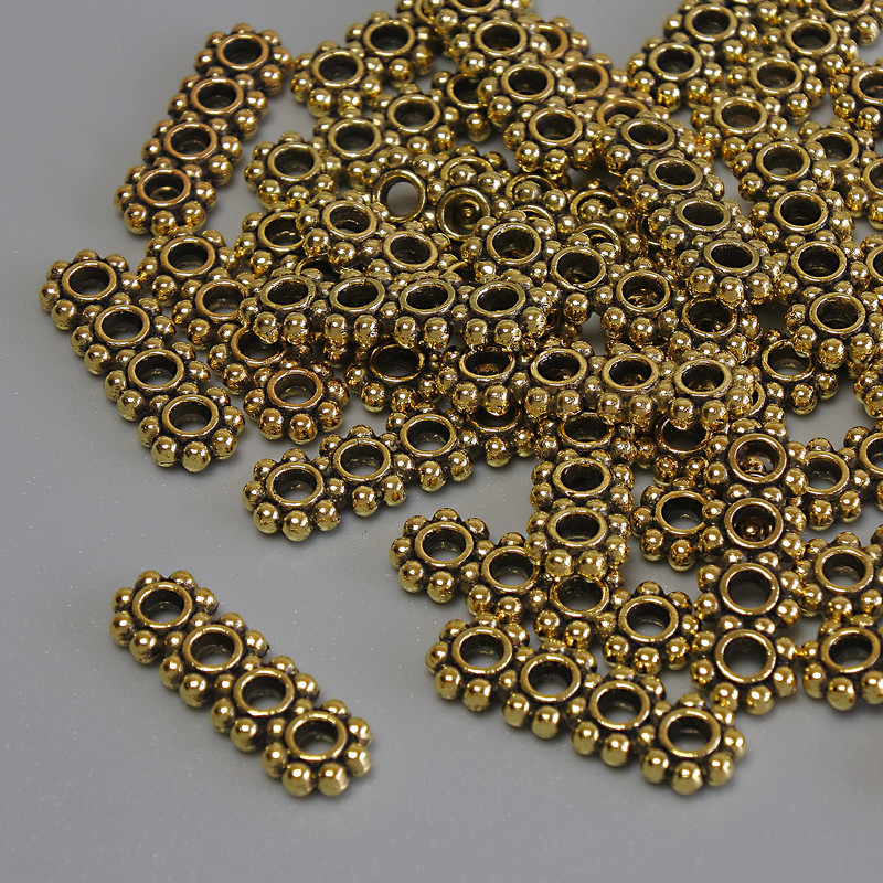Findings - Row Separator Insert, Gold Color, 16×5×2 mm, Hole diameter 2 mm, Packaging 20 g (~36 pcs)