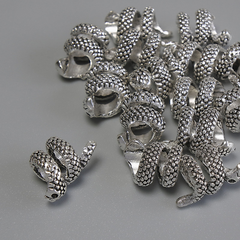 Bead-insert 'Snake' Silver-Tone Metal, 13x8 mm, hole ~4.5 mm, packaging 20 g (~14 pcs)