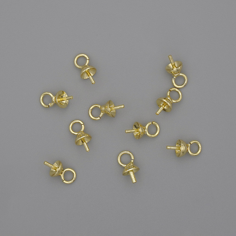Headpin with cap, diameter d mm, length 4x7, 5 mm +/- gold-tone metal, 1 pc