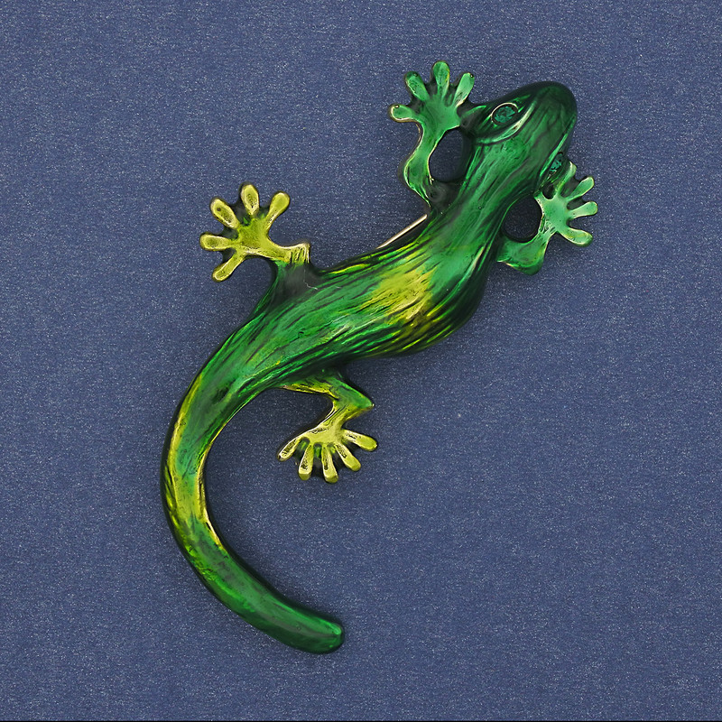 Gecko Brooch-Pendant Green Enamel 58×28 mm+