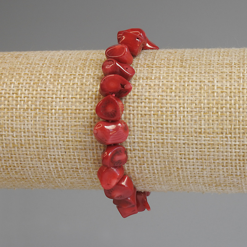 Faceted Coral Bracelet on Stretch Cord