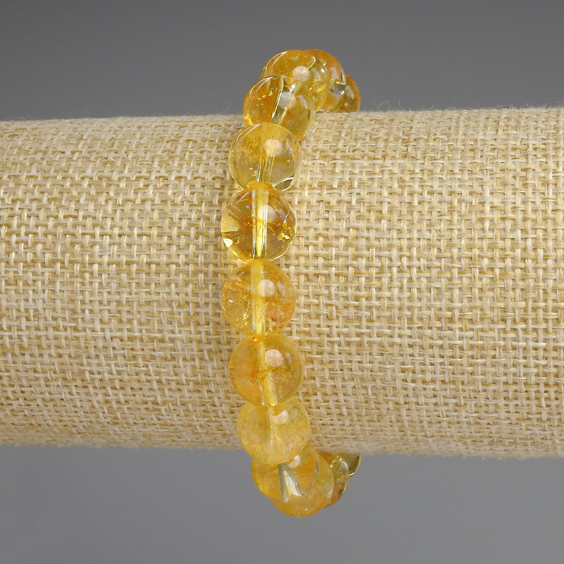Stretch Citrine Bracelet with Smooth Beads, 10 mm Diameter, 18 cm Length