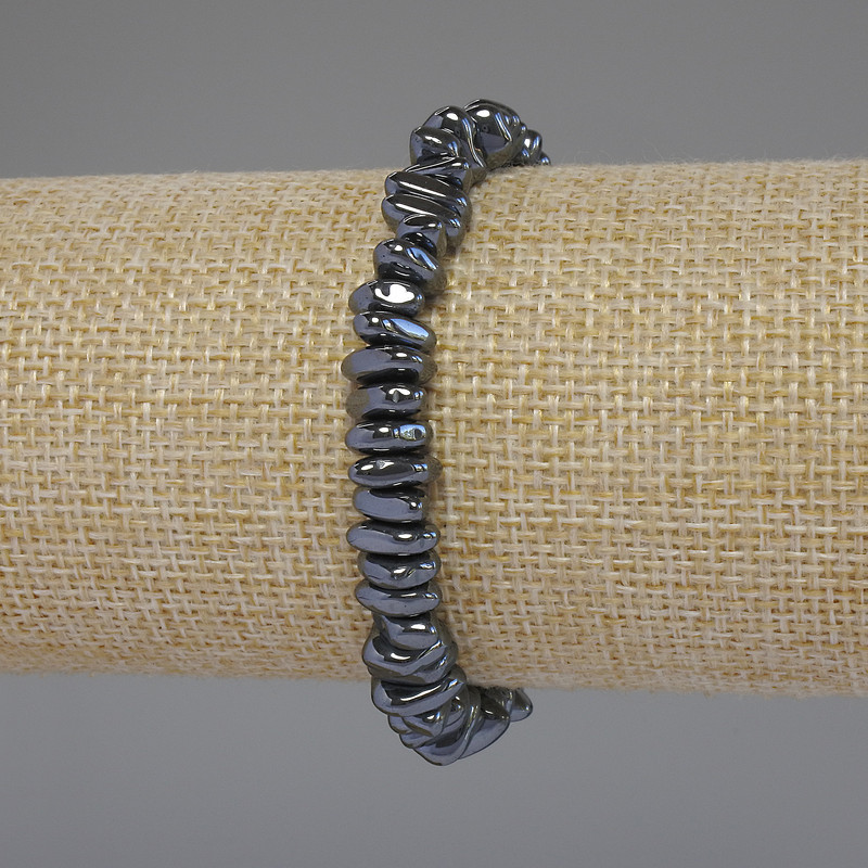 Hematite faceted bead bracelet, diameter 8-9×3 mm, length 18 cm, stretch