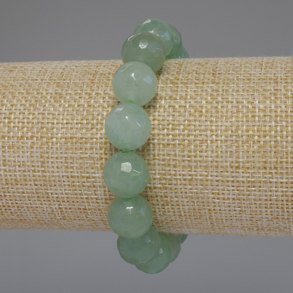 Jade bracelet with faceted beads, 12 mm diameter, 18 cm length, stretch
