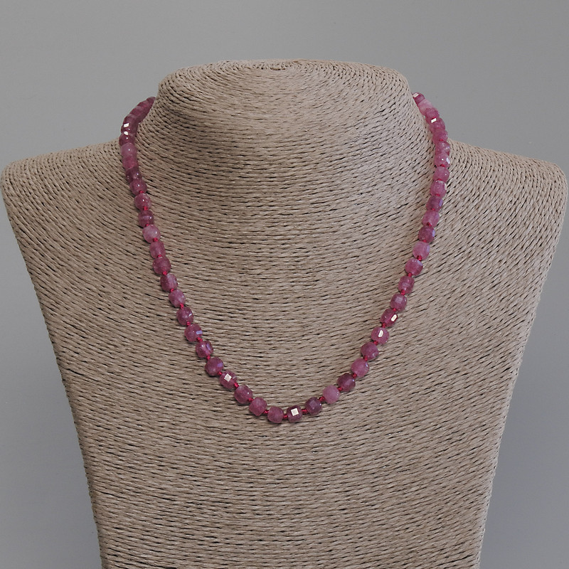 Tourmaline necklace with faceted cube beads, 5×5 mm, about 45 mm long, with clasp
