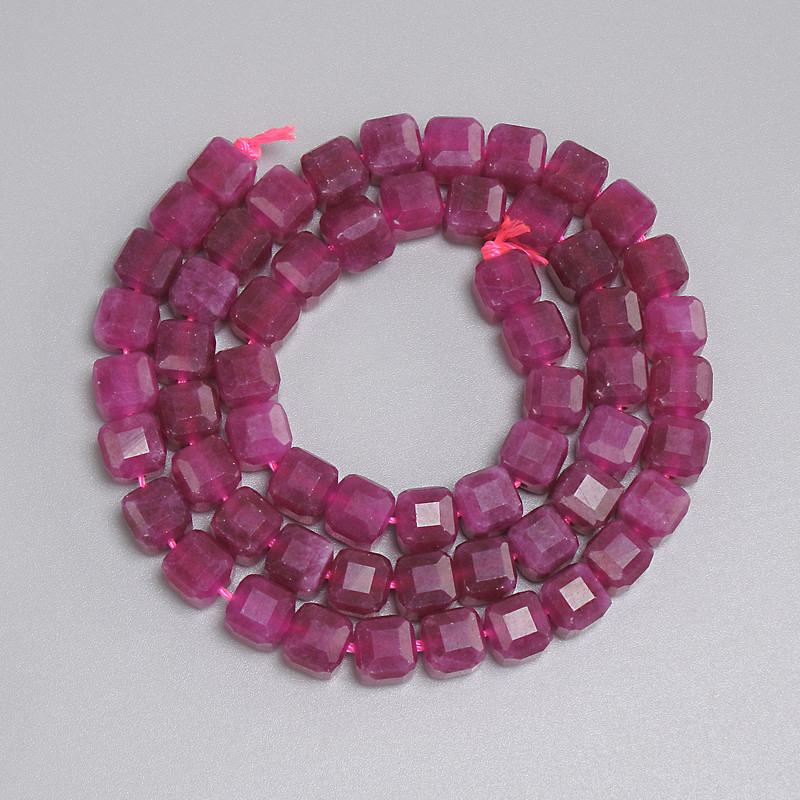 Faceted tourmaline cube beads, 6.5 x 6.5 mm, 37 cm strand